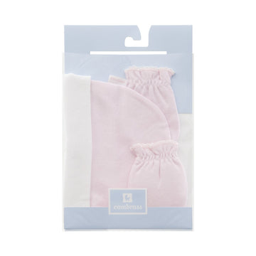 GORRO Y MANOPLAS .. LISO ROSA