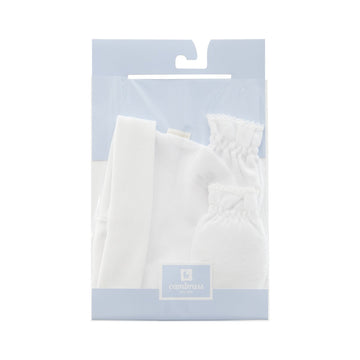 GORRO Y MANOPLAS .. LISO BLANCO