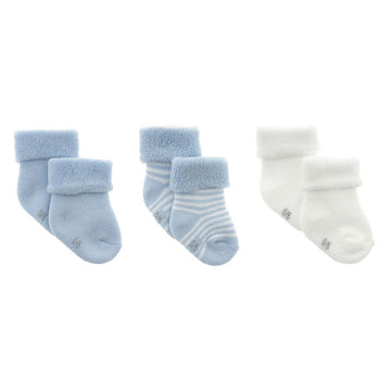 JUEGO 3 CALCETINES PARA BEBE LISO CELESTE T.000 ( 17 - 18)