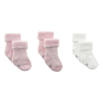 JUEGO 3 CALCETINES PARA BEBE LISO ROSA T.000 ( 17 - 18)