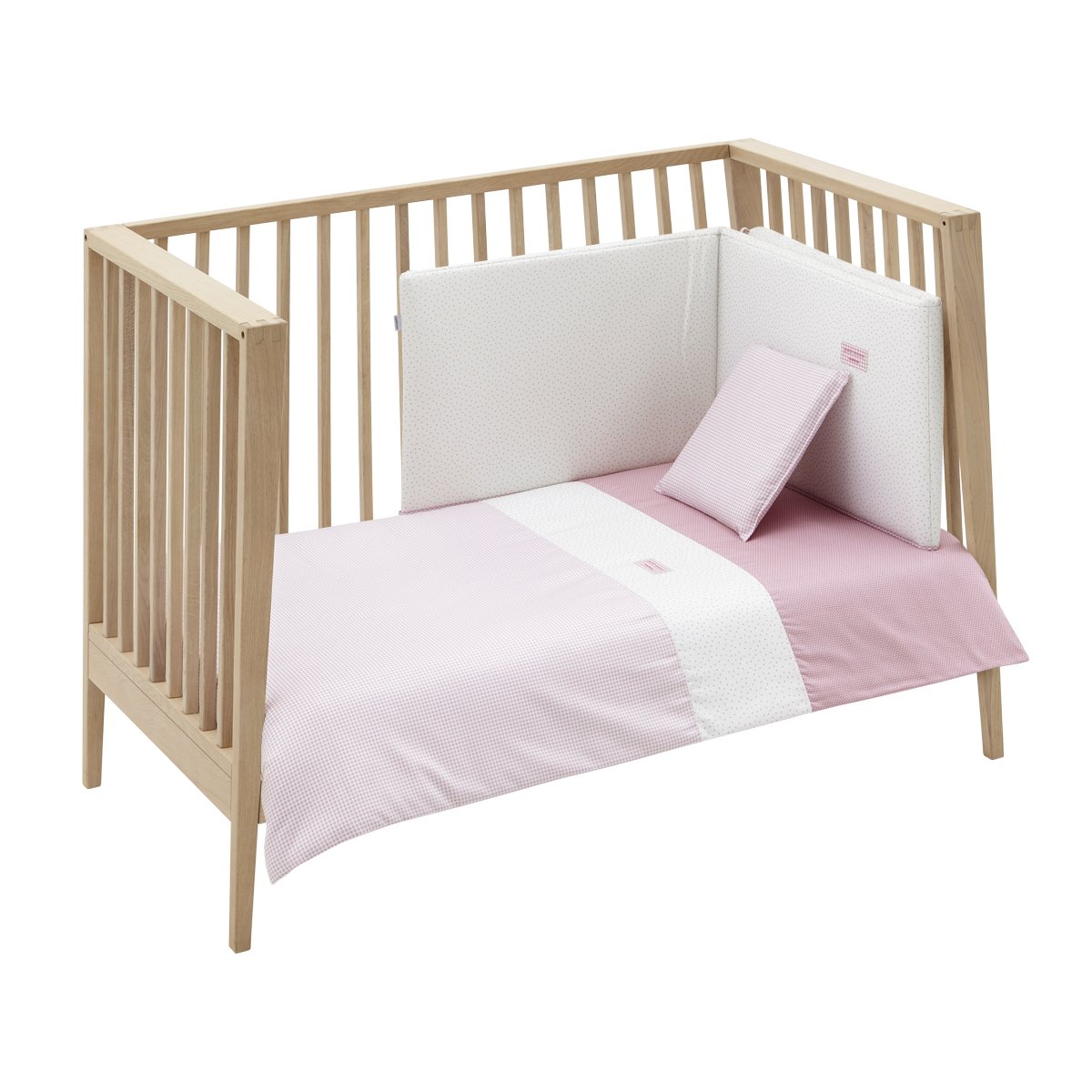 JGO 2 PCS.F.NORDICA CUNA 70 VICHY10 ROSA 110x170x3 CM