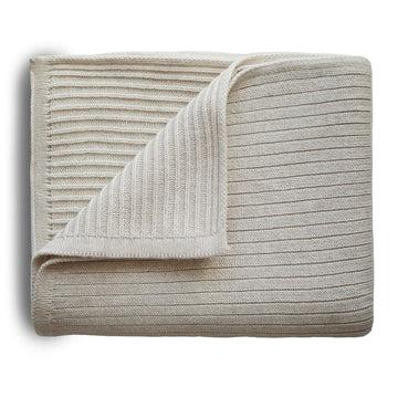 MANTA ALGODÓN M. RIBBED BEIGE MELANGE 100x80 CM