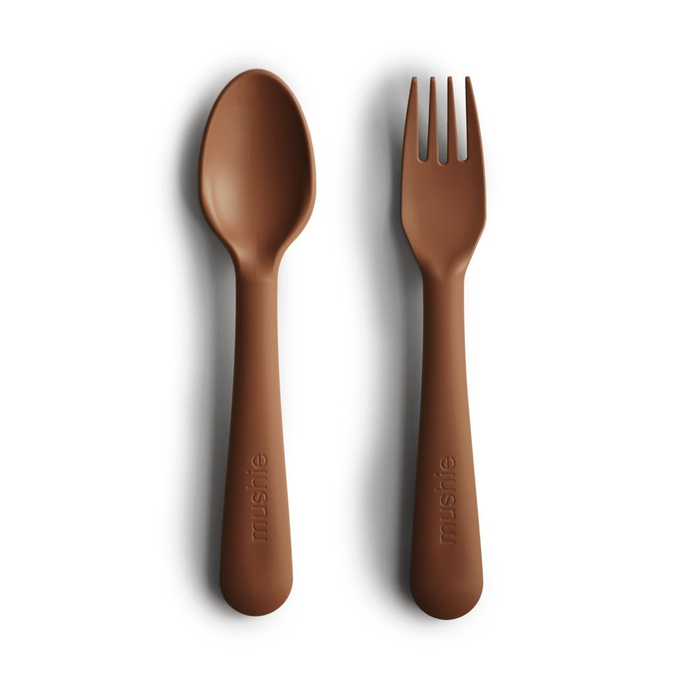 PACK TENEDOR Y CUCHARA SOLID CARAMEL 15.5x2.5 CM