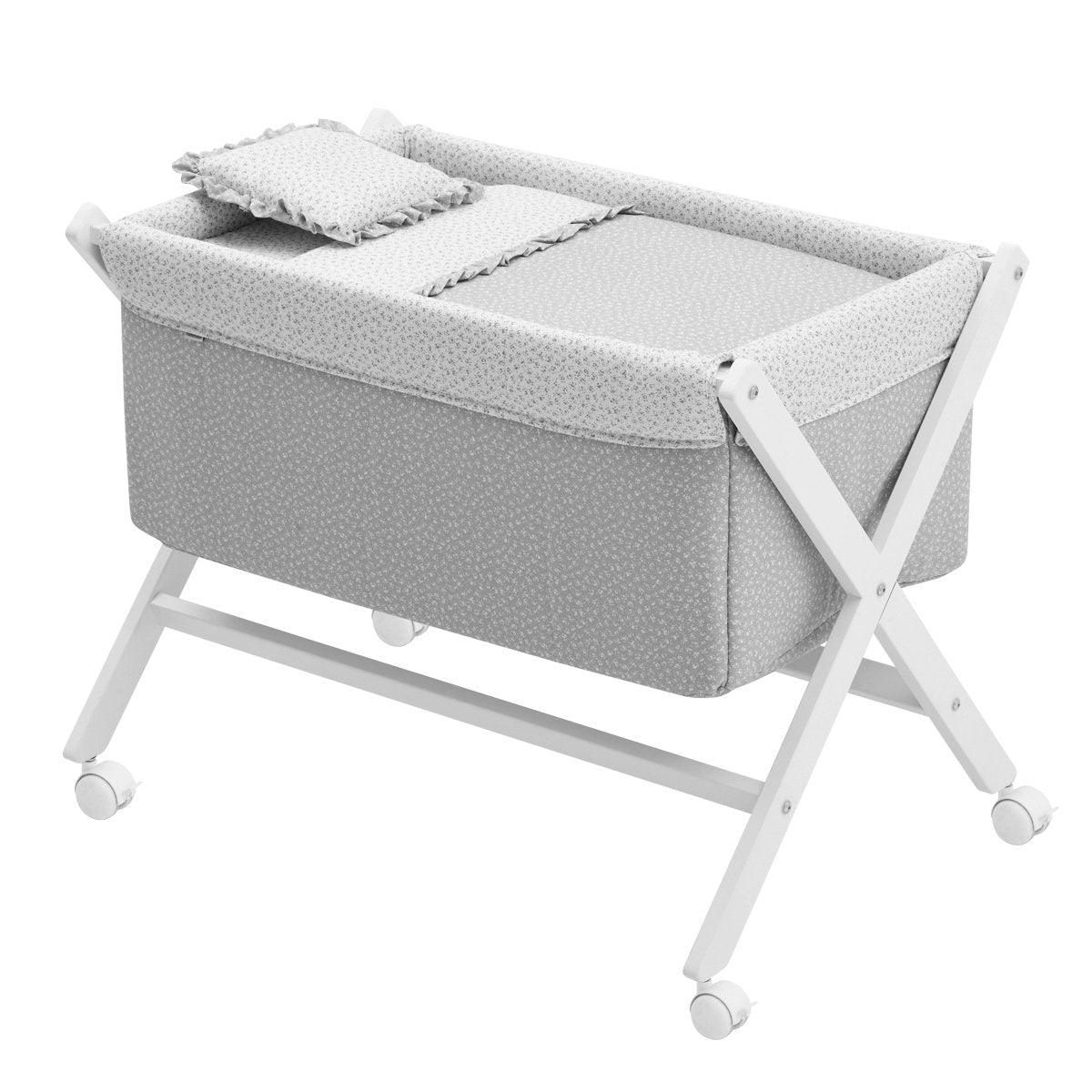 MINICUNA TIJERA MADERA LIBERTY GRIS/BCO 55x87x74 CM