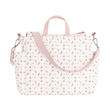 BOLSO MATERNAL PACK AURA BEIGE/FLORES 16x43x37 CM