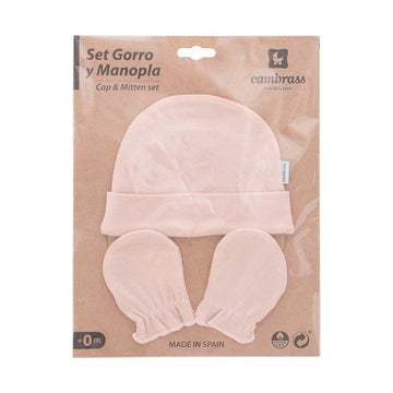 GORRO Y MANOPLAS .. LISO BLUSH