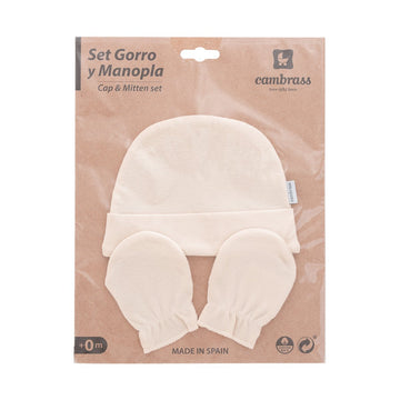 GORRO Y MANOPLAS .. LISO IVORY