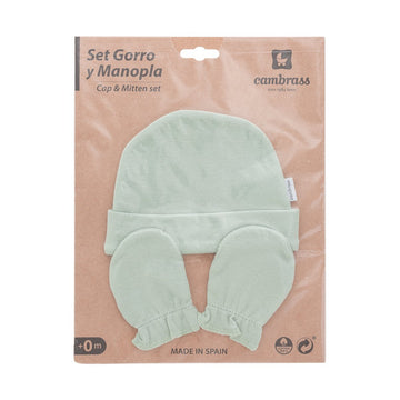 GORRO Y MANOPLAS .. LISO SAGE