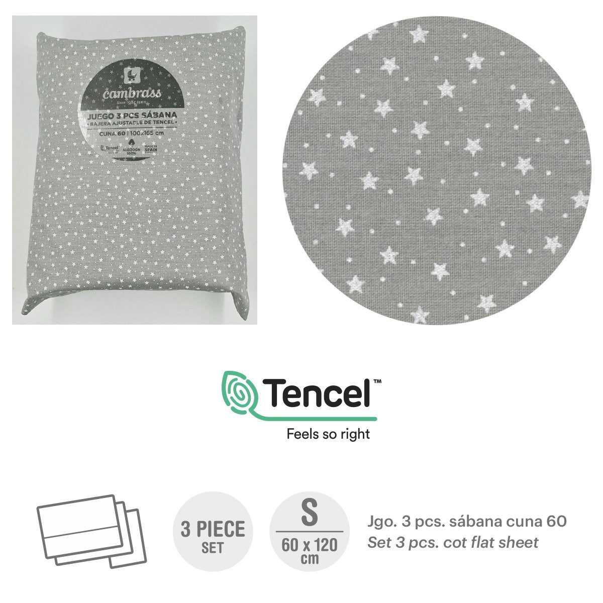 TRÍPTICO SÁBANAS CUNA 60 60x120x1 CM FOREST GRIS