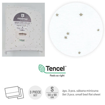 TRÍPTICO SÁBANAS MINICUNA 50x90x1 CM ESTRELLAS GRIS