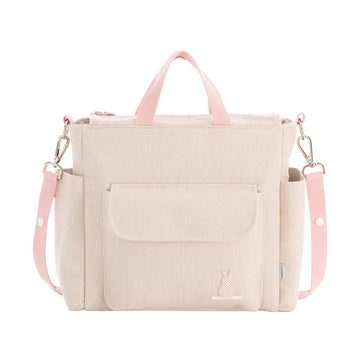 BOLSO MATERNAL PACK LINO ROSA 16x43x37 CM