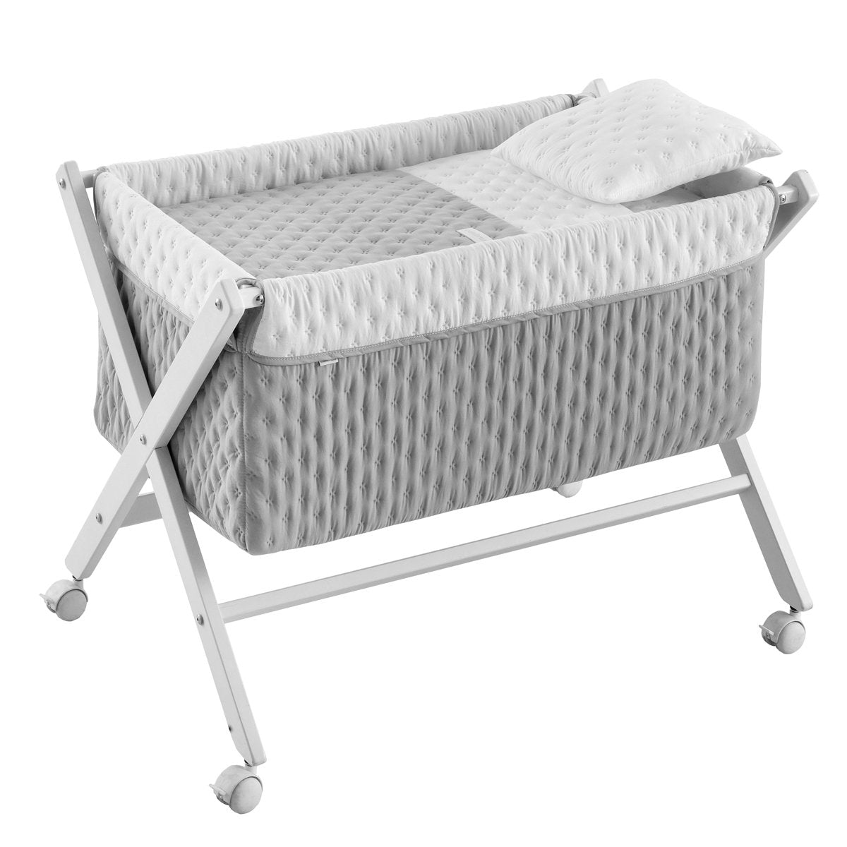 MINICUNA TIJERA MADERA SOFT GRIS/BCO 55x87x74 CM