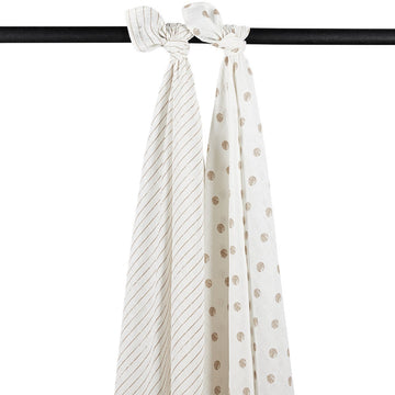 MUSELINA GRANDE PACK DE 2 120x120 CM ME-DOT STRIPE SAND