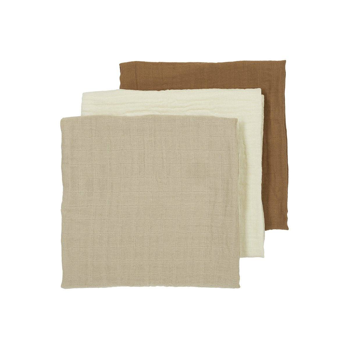MUSELINA LAVADA MED PACK DE 3 70x70 CM ME-UNI OFF.W/SAND/TOFFEE