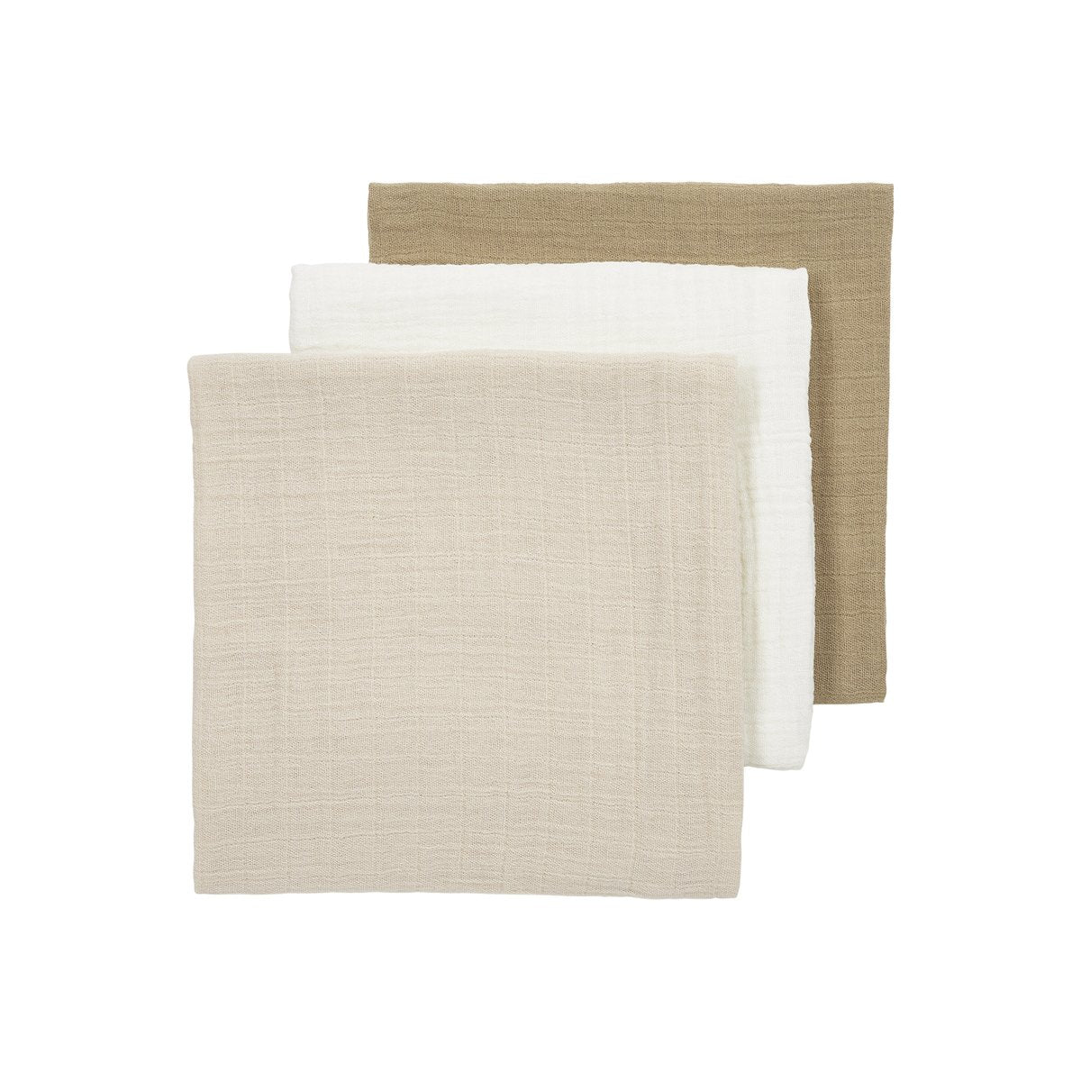 MUSELINA LAVADA MED PACK DE 3 70x70 CM ME-UNI OFF.W/S.SAND/TAUPE