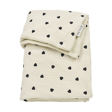 MANTA CUNA 60 MUSELINA PRELAV. 75x100 CM ME-SWEET HEART SOFT SAND/BLACK