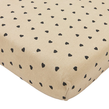 SABANA BAJERA AJUST.CUNA 60 60x120 CM ME-SWEET HEART SOFT SAND/BLACK