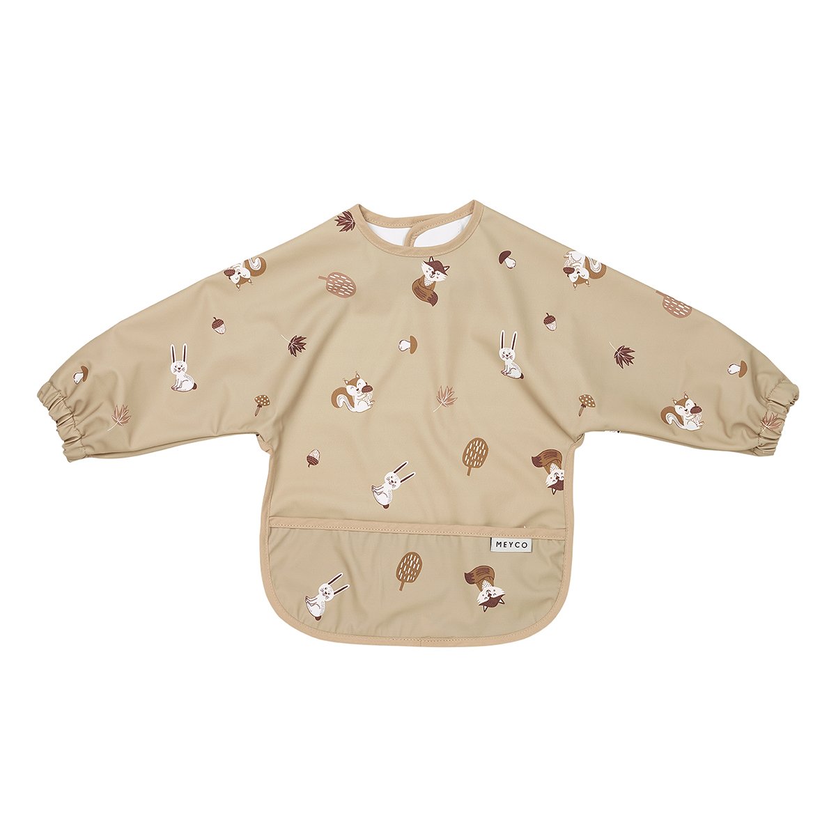 BABERO PU CON MANGAS 9-18m ME-FOREST ANIMALS SAND