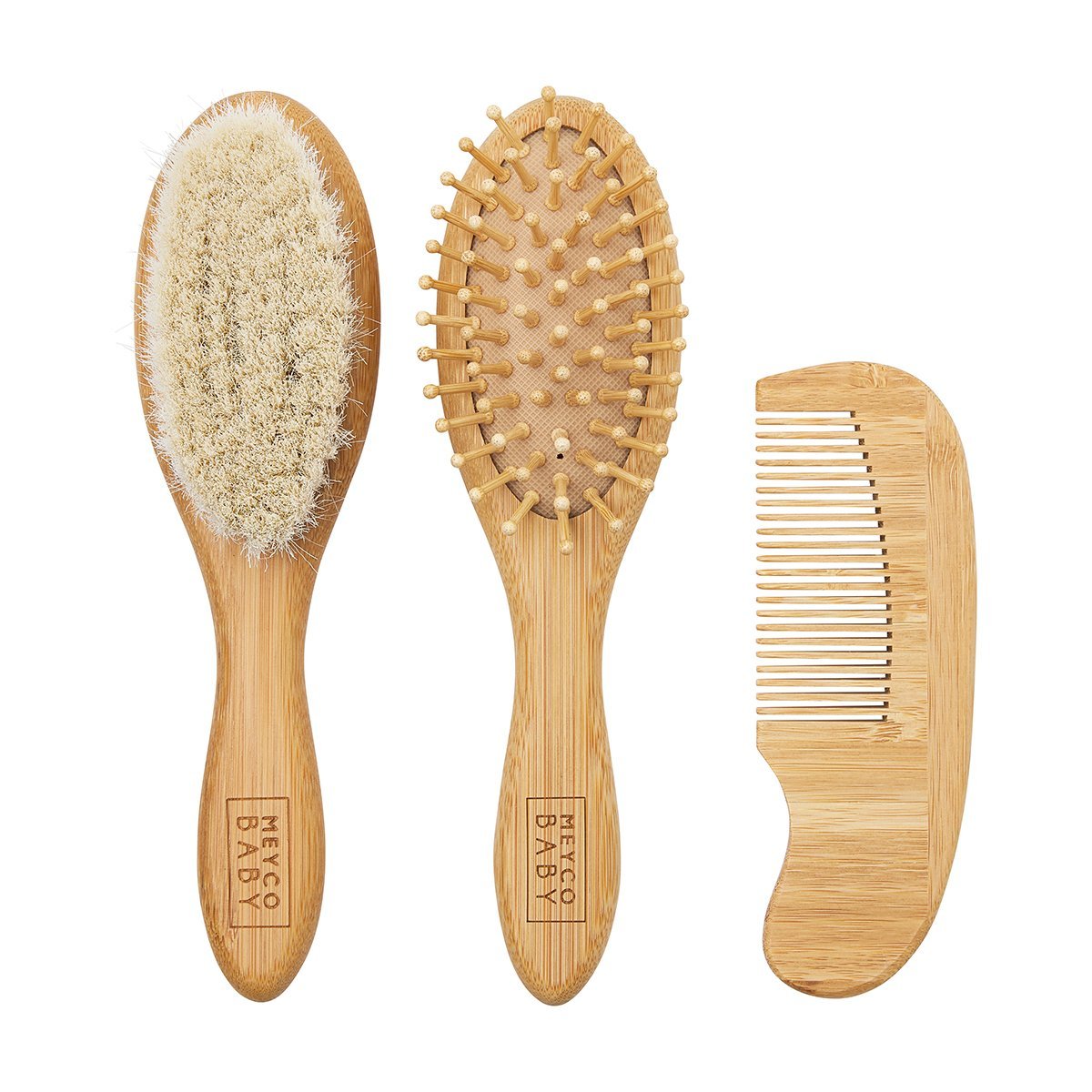 SET 3PCS.CEPILLO-PEINE BAMBÚ N ME-UNI NATURAL ..