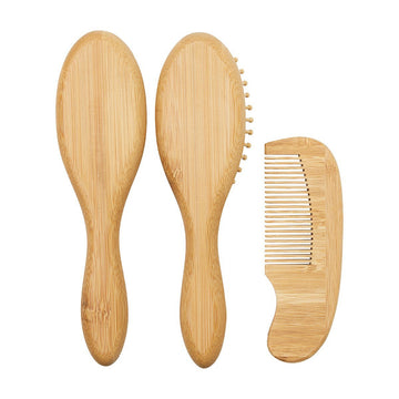 SET 3PCS.CEPILLO-PEINE BAMBÚ N ME-UNI NATURAL ..