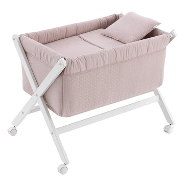MINICUNA TIJERA MADERA UNIC ROSA/BCO 55x87x74 CM