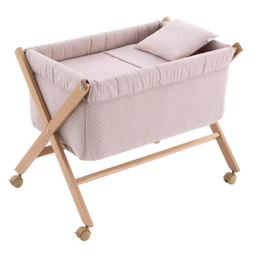 MINICUNA TIJERA MADERA UNIC ROSA/NATURAL 55x87x74 CM